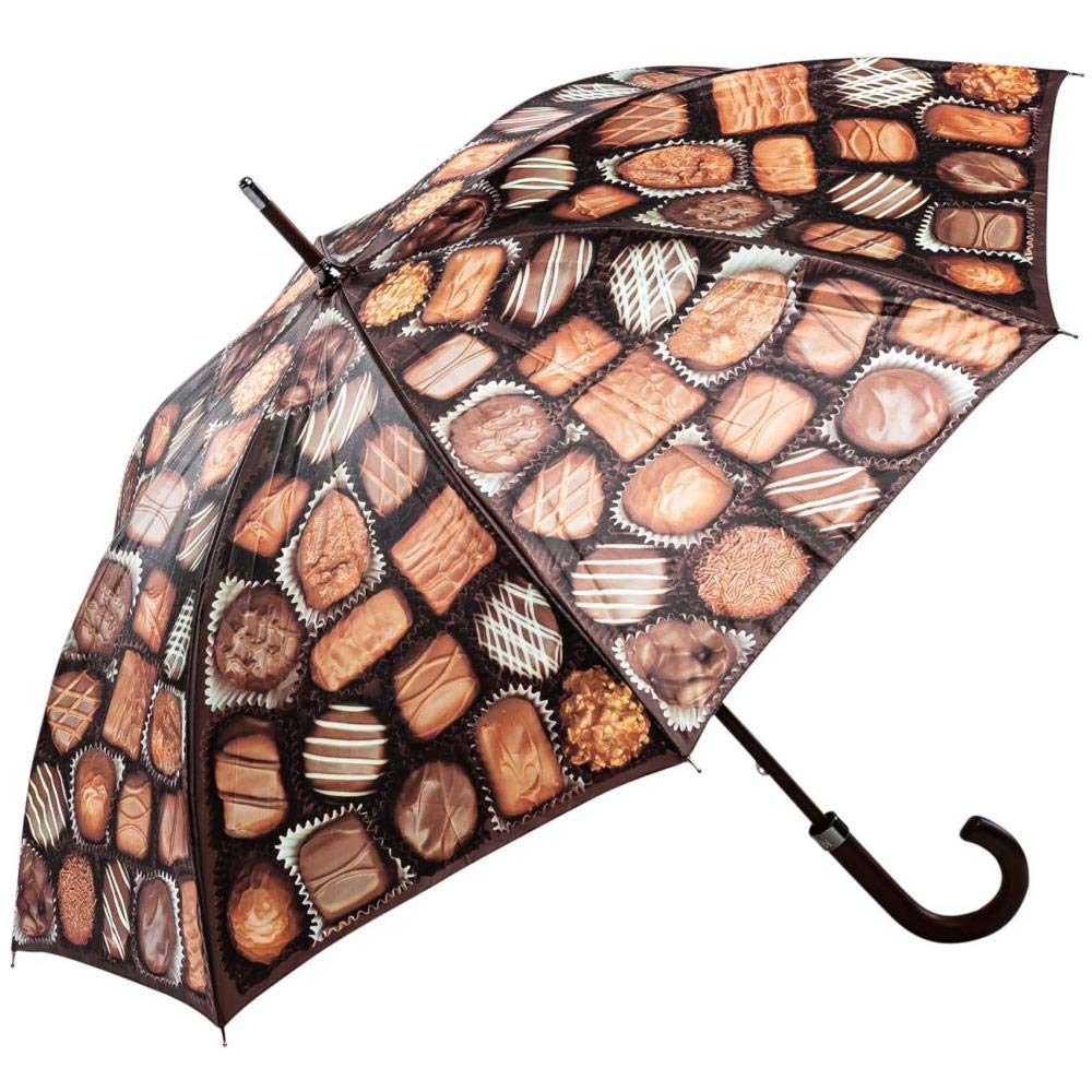 LUCKYWEATHER Regenschirm Stockschirm Damen/Herren Motiv Chocolates I Stockregenschirm gross und stab