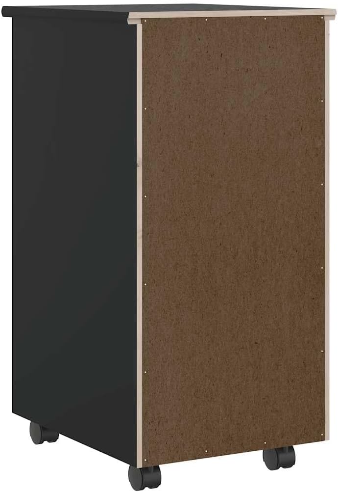 vidaXL Rollschrank mit Schubladen Moss Schwarz Massivholz Kiefer, Kommode, Schubladenschrank, Schrei