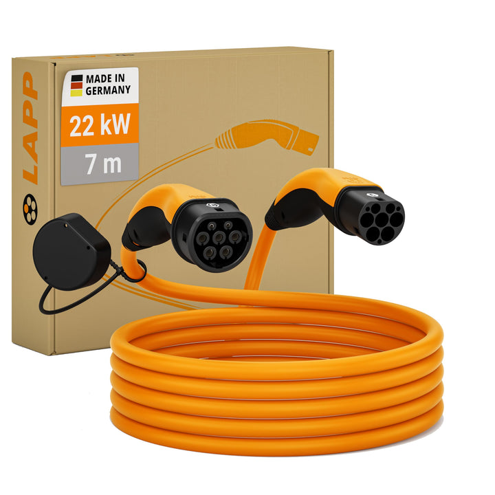 Lapp Mobility Typ 2 Ladekabel 22 KW/Glatt / 32 A / 3-Phasig/E-Auto Ladekabel/Mode 3 / 7m 7 Meter Ora