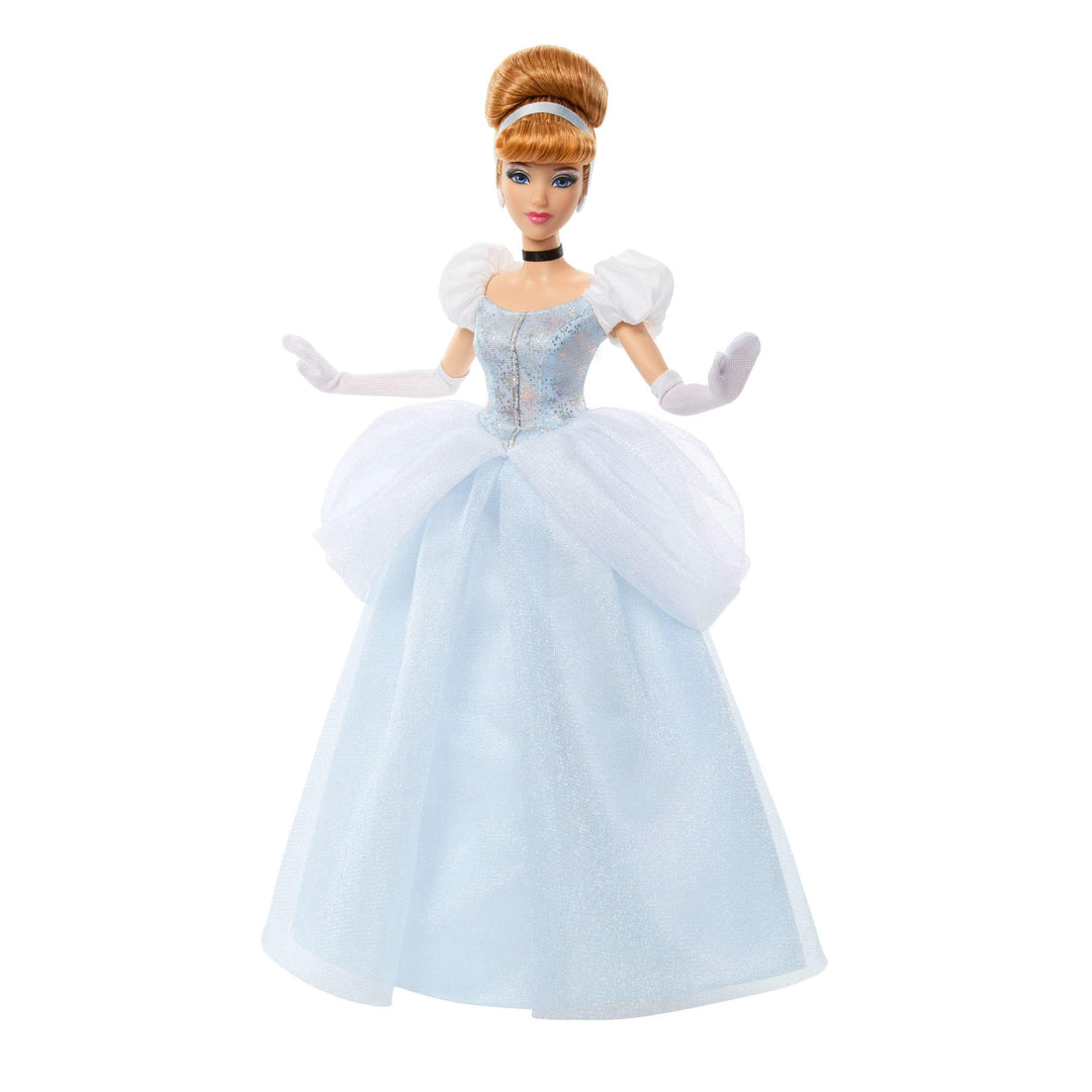 Mattel Disney Princess Glitzerprinzessin Cinderella Modepuppe mit Zubehörteilen, mit abnehmbarem Kle