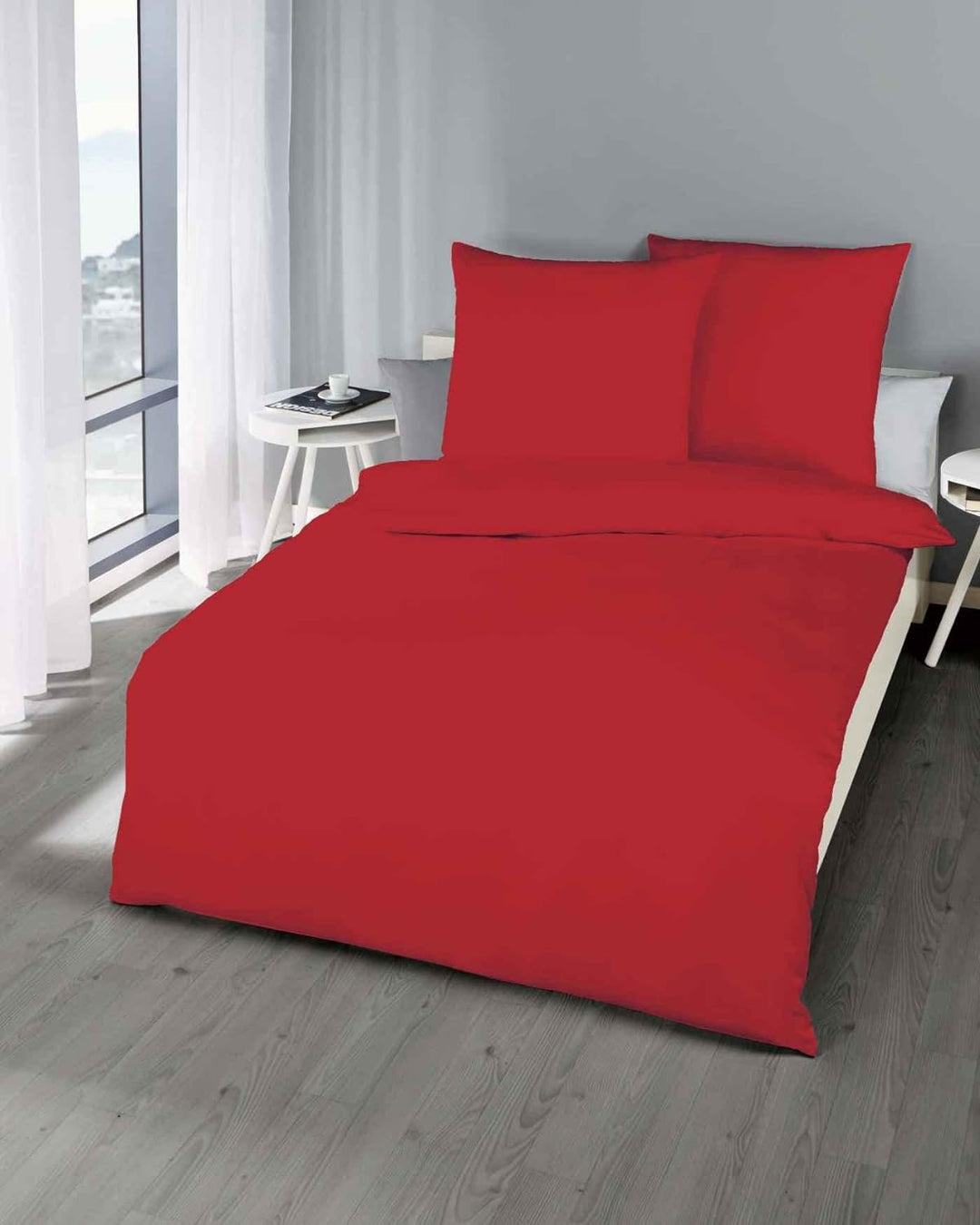 Kaeppel Fein-Biber Bettwäsche Set 2-tlg. | Uni | Fb. karmin Grösse 200x200 / 2x 80x80 cm 200x200 cm