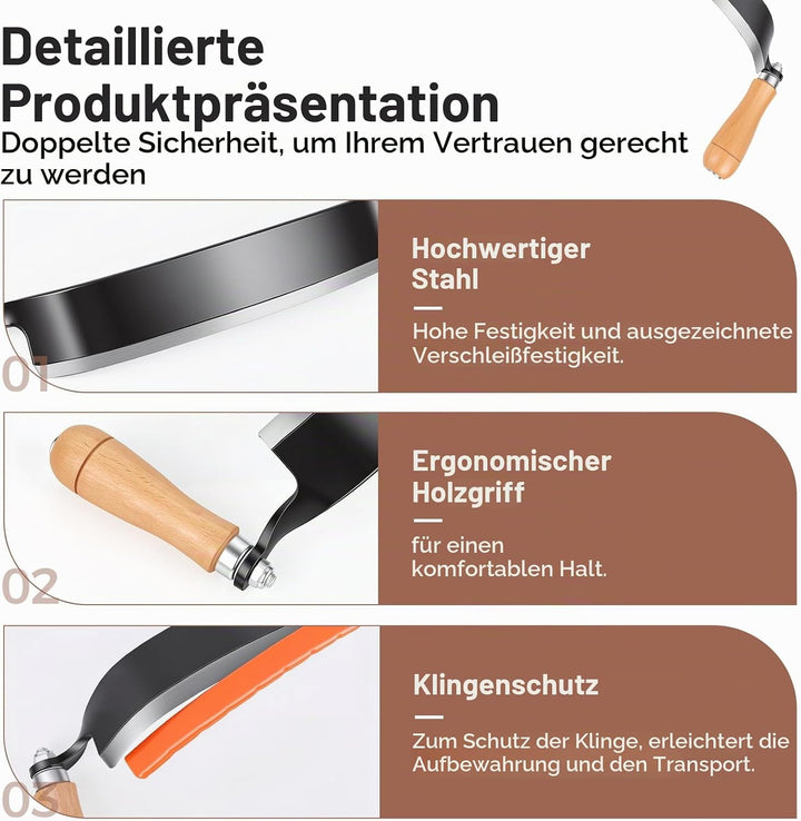 250 mm Zugmesser für Holz, Baumschäler mit komfortabler Holzgriff, Wolframstahl, Schindelmesser, Zus