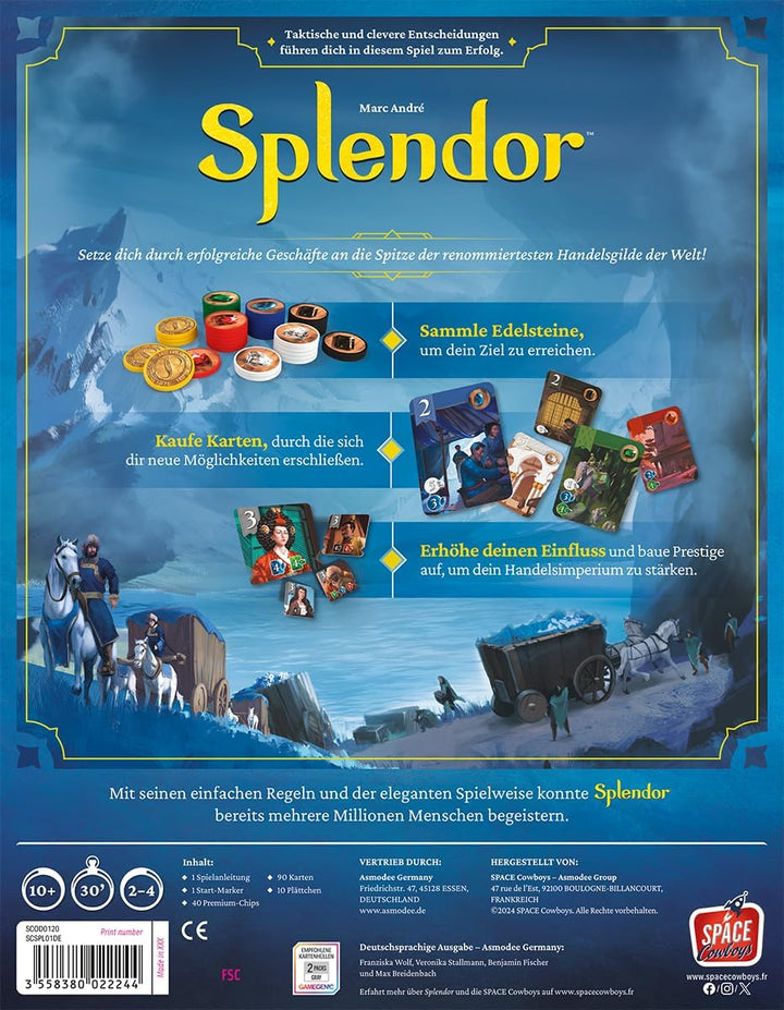 Asmodee | UNBOX NOW | Space Cowboys | Splendor | Grundspiel | Familienspiel | Nominiert zum Spiel de