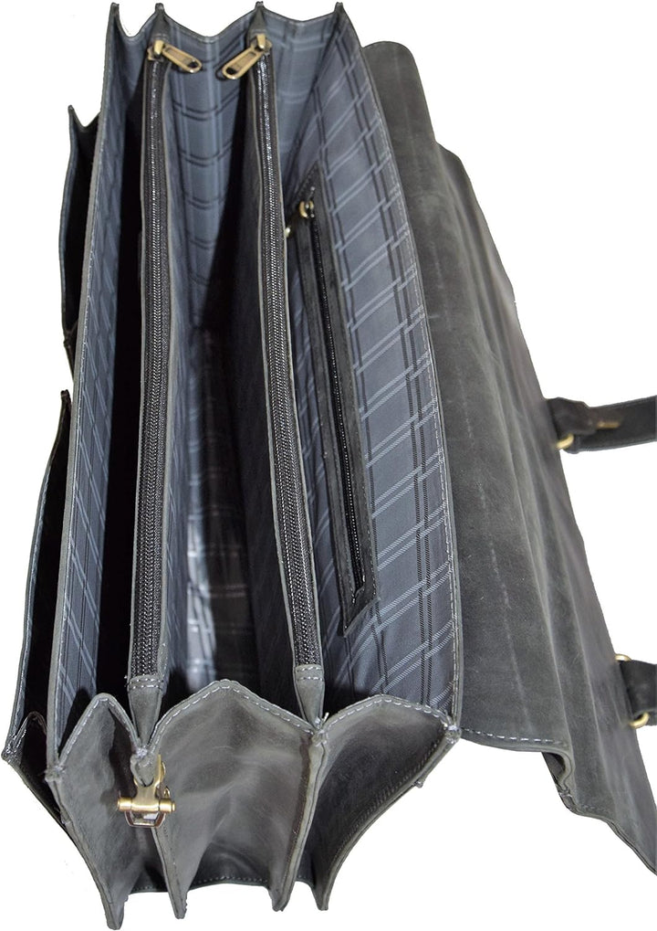 Menzo Aktentasche aus echten Leder, Laptoptasche bis zu 15 Zoll, Vintage Umhängetasche, Messenger ba