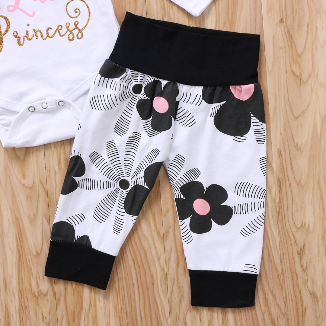 Geagodelia Babykleidung Set Baby Mädchen Langarm Body Strampler + Hose + Stirnband Mütze Kleinkinder
