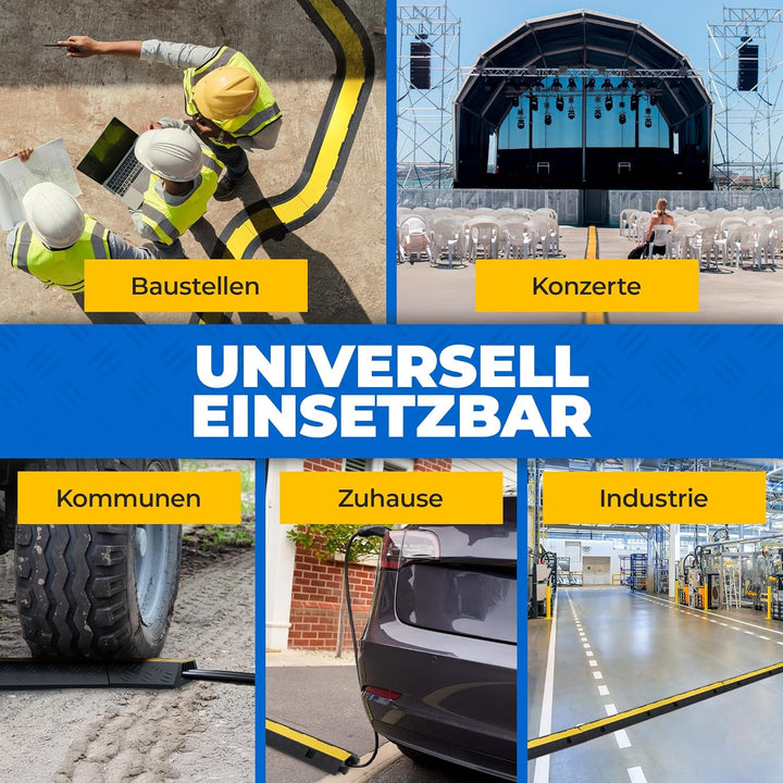 5 Kanal Ecke 45° Kabelbrücke mit Deckel überfahrbar Stolperschutz Rampe Brücke Protektor | 15 t Trag