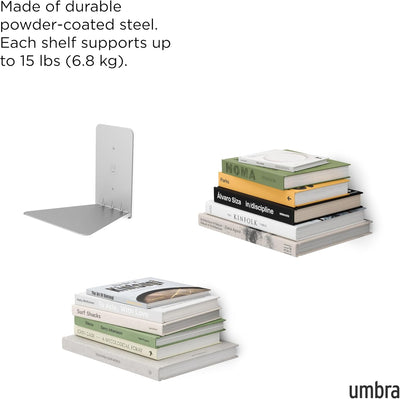 Umbra Conceal unsichtbares Bücherregal und Wandregal aus Metall, 3er-Set, Klein Klein (3er-Set), Kle