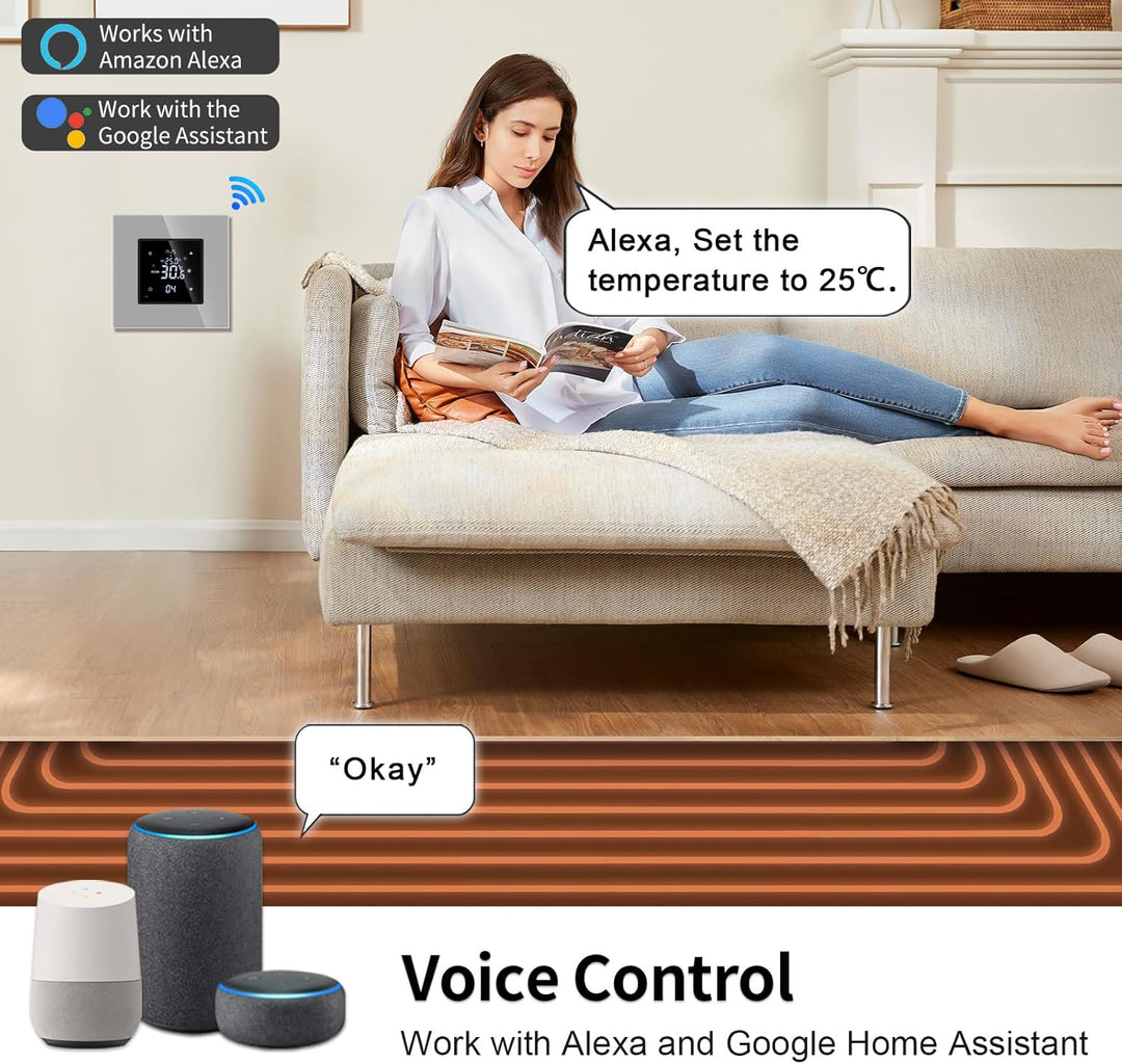 Smart Thermostat Heizung Grau Bodenheizkammer mit Alexa Echo, Google Assistant Konstante Temperaturk