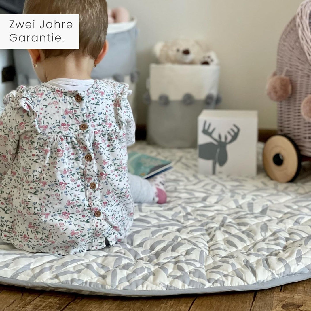 Toddlekind Krabbeldecke für Babys, Blattmuster, handgenäht, Baby-Spielmatte aus Bio-Baumwolle, 125 c