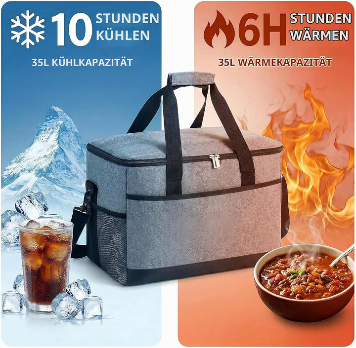 CNMTCCO Kühltasche Gross 35L Faltbare Isolierte Thermotasche, Wasserdicht &amp; Auslaufsicher, Tragbare