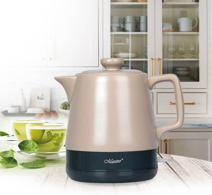 Maestro MR-071 Elektrischer Keramik-Wasserkocher, 1 l, Beige, 1000 W