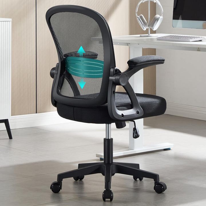 Fizzin Ergonomischer Bürostuhl Schwarz Schreibtischstuhl, 150 kg | Mesh Drehstuhl mit gepolsterten k