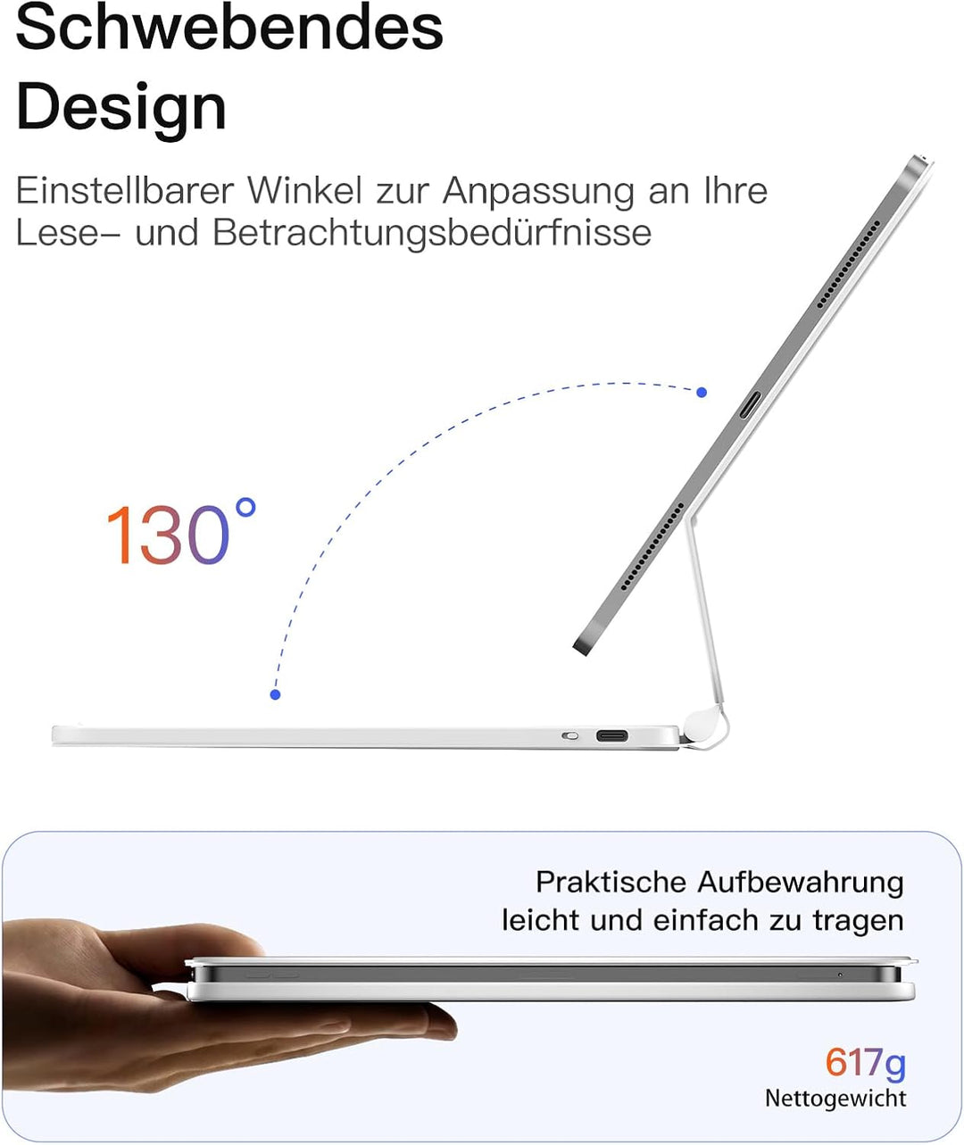 Inateck NeoMagic Magnetische Tastatur Hülle für iPad Air 11 Zoll M3/M2 (2025/2024),Air 5/4,Magic Key