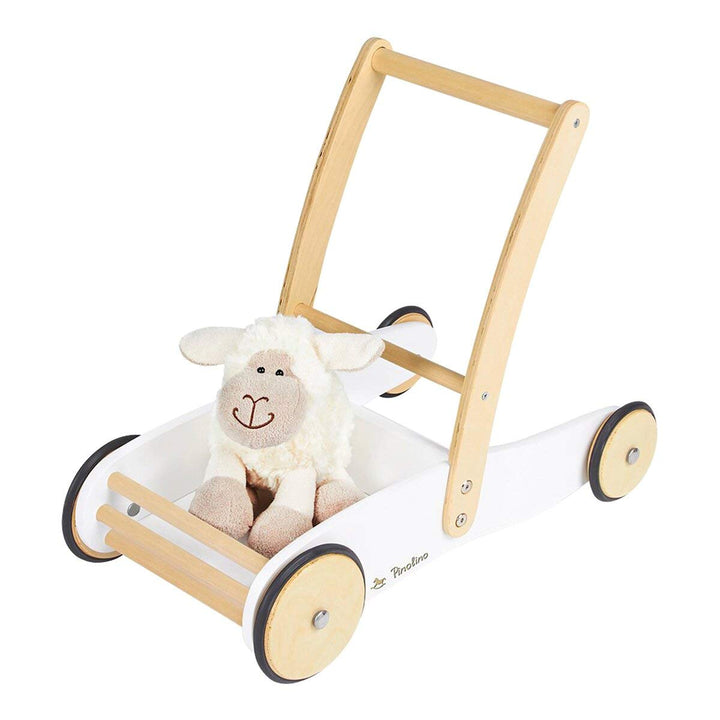 PINOLINO Lauflernwagen Uli, aus Holz, mit Bremssystem, Lauflernhilfe mit gummierten Holzrädern, für