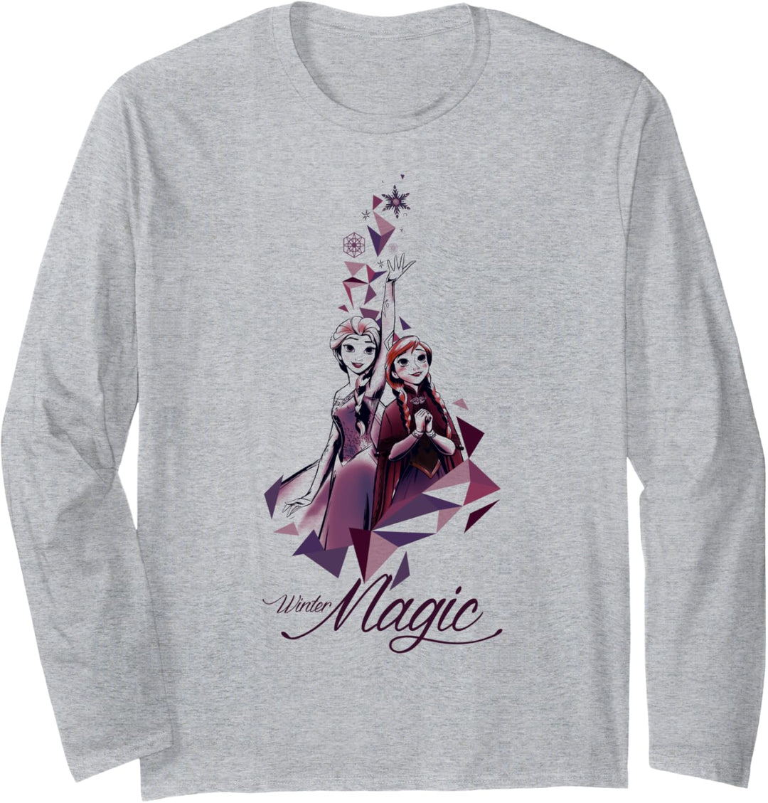 Disney Frozen Elsa Anna Geometric Prism Winter Magic Langarmshirt