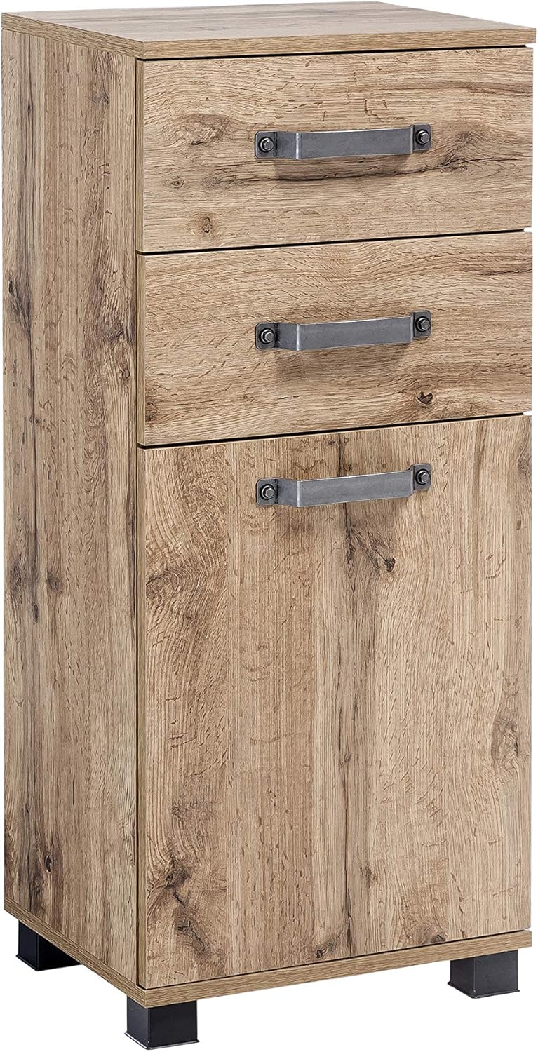 Schildmeyer Milan Unterschrank 134885, Eiche landhaus Dekor, 40.3 x 32 x 94.8 cm, Eiche Landhaus