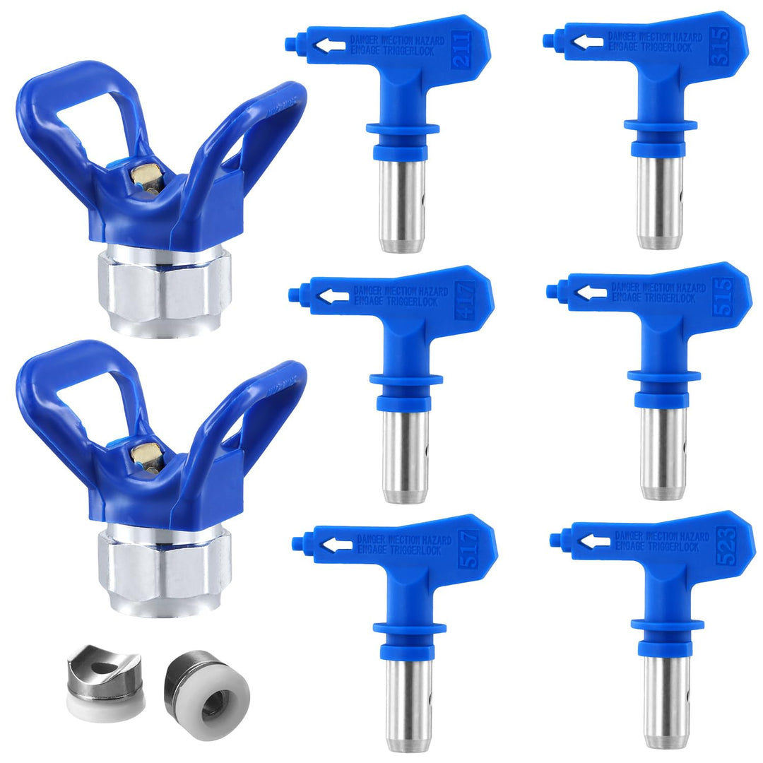 QWORK® Airless Farbsprühspitzen, Reversible Düsenset, 6 Grössen (211/315/417/517/515/523) Für Häuser