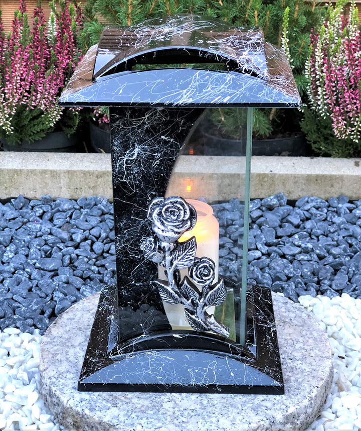 Grablampe Grablicht Kerze Grabkerze Grabdekoration Grabschmuck Gartenlampe incl.Grabkerze, aus Hartk