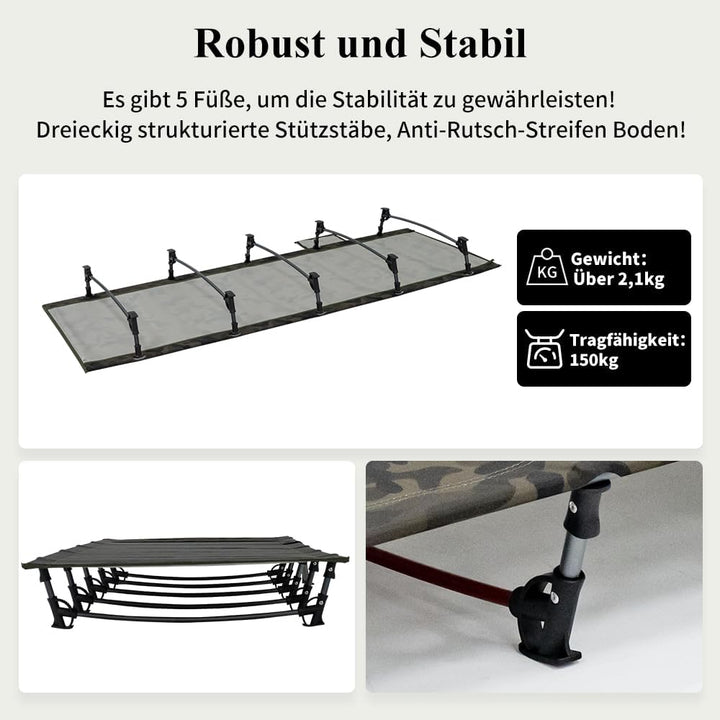 TOMOUNT Feldbett Ultraleichtes 190x70cm Camp Klappbett aus Aluminium Kompaktes Campingliege einfach