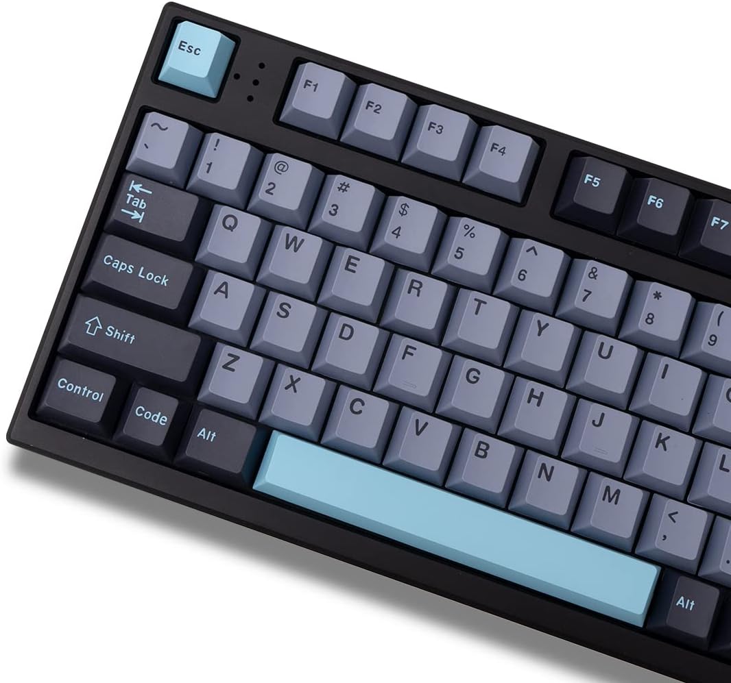 Schwarz Grau Blau Tastenkappen Set 173 Tasten Cherry Profil Doubleshot Custom Tastenkappen ISO ANSI