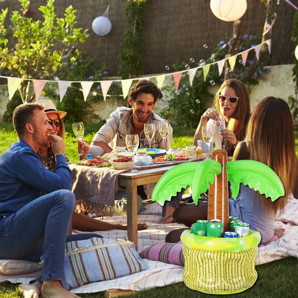 mizikuu 2PCS Aufblasbare Palme Getränkekühler, Aufblasbare Kühler zum Befüllen mit Eis Poolbar Geträ