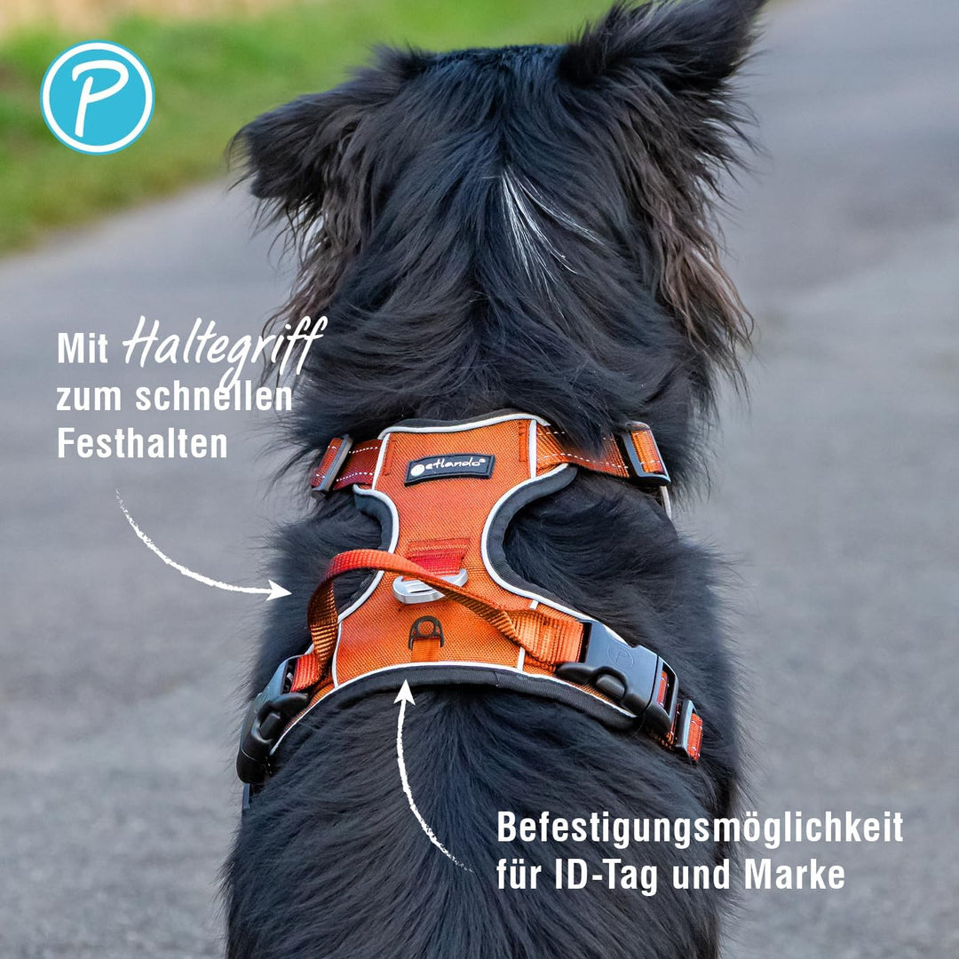 Petlando Hundegeschirr Outdoor – stark reflektierend, gepolstert, atmungsaktiv, robust, stufenlos ve