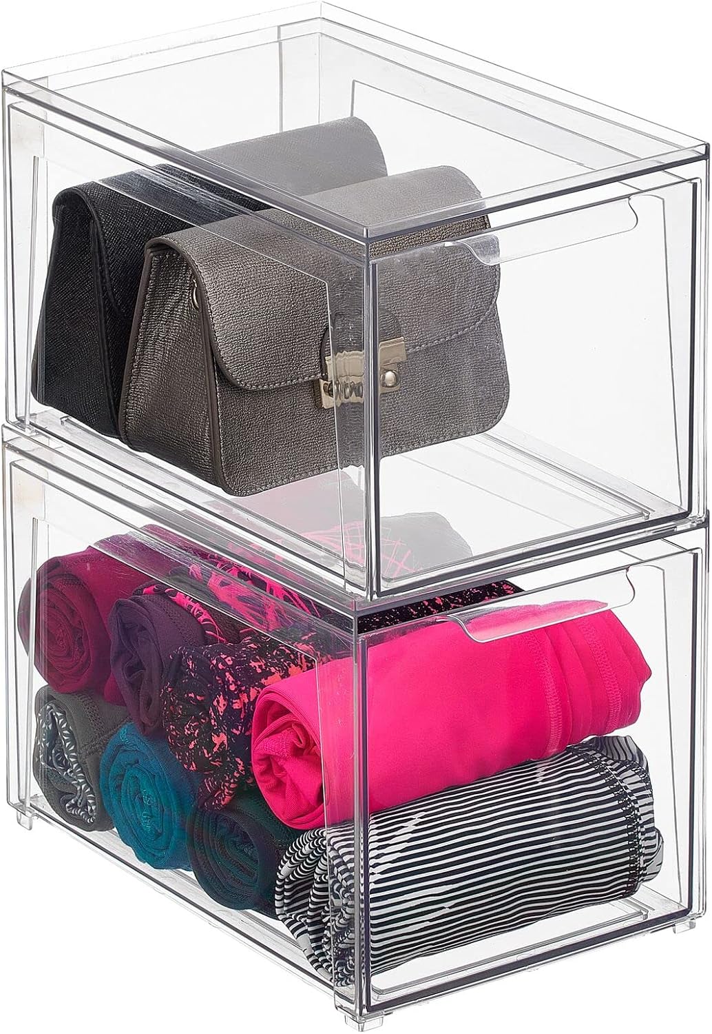 mDesign Aufbewahrungsbox mit Schublade – flache Schubladenbox aus Kunststoff zur Schuhaufbewahrung –