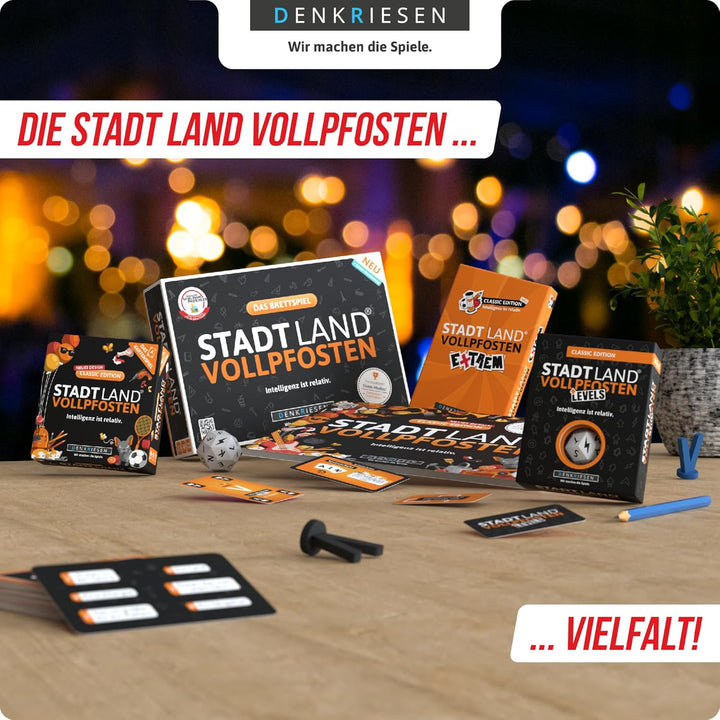DENKRIESEN - Stadt Land Vollpfosten® – Das Kartenspiel - Rotlicht Edition - 'Jetzt wird's dreckig.'