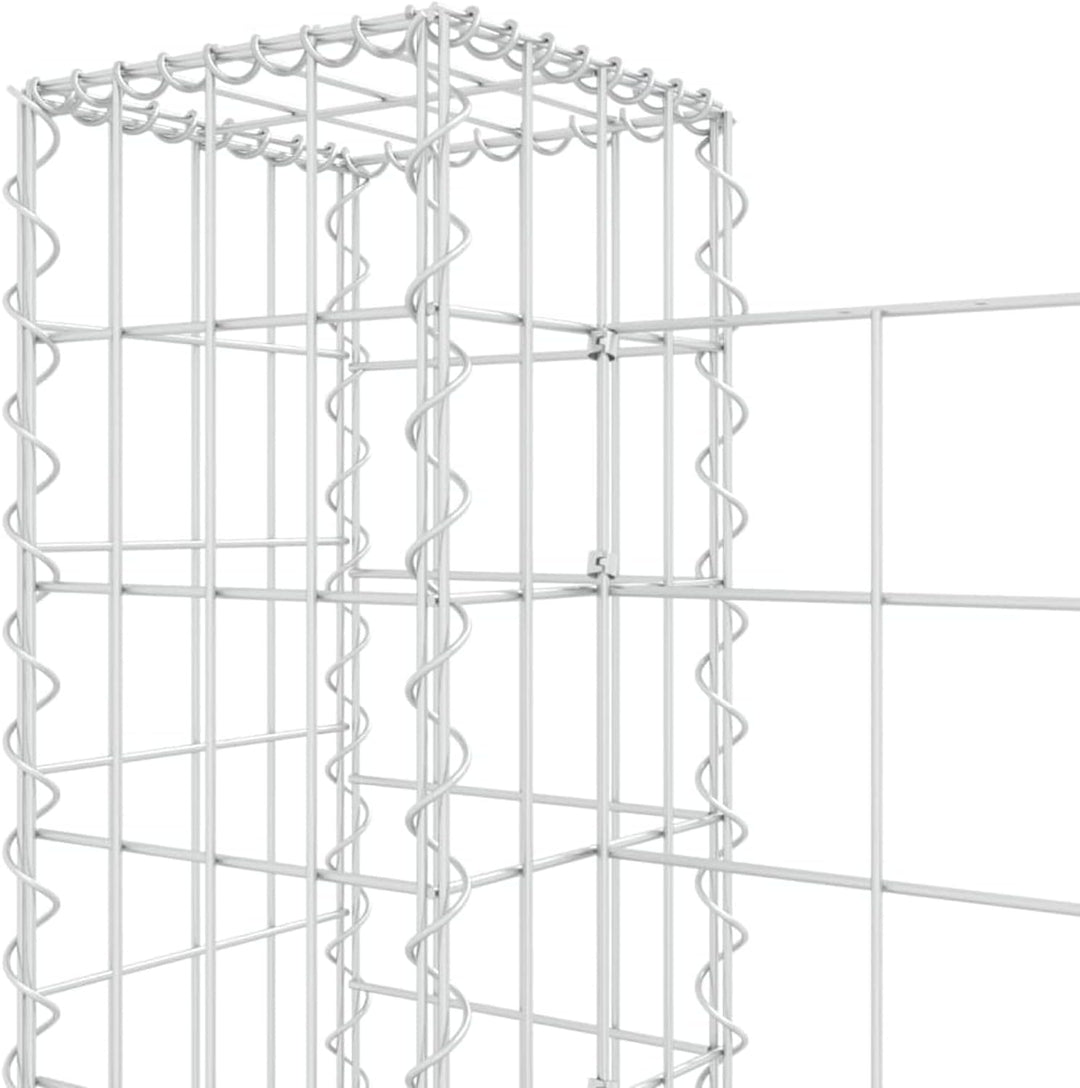 Festnight Gabionenwand Gabionenkorb U-Form mit 4 Säulen Gabione Gabionenkörbe Gabionen Hochbeet Stei