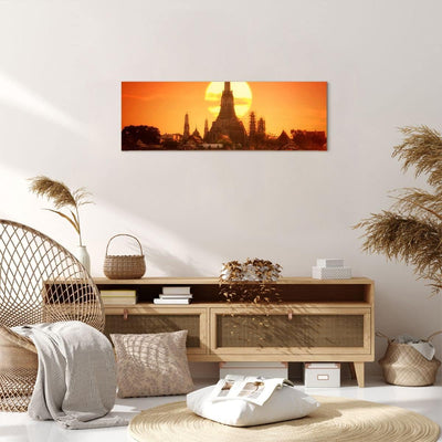 Panorama Bilder auf Leinwand Tempel Asien Leinwandbild mit Rahmen 90x30cm Wandbilder Dekoration Wohn