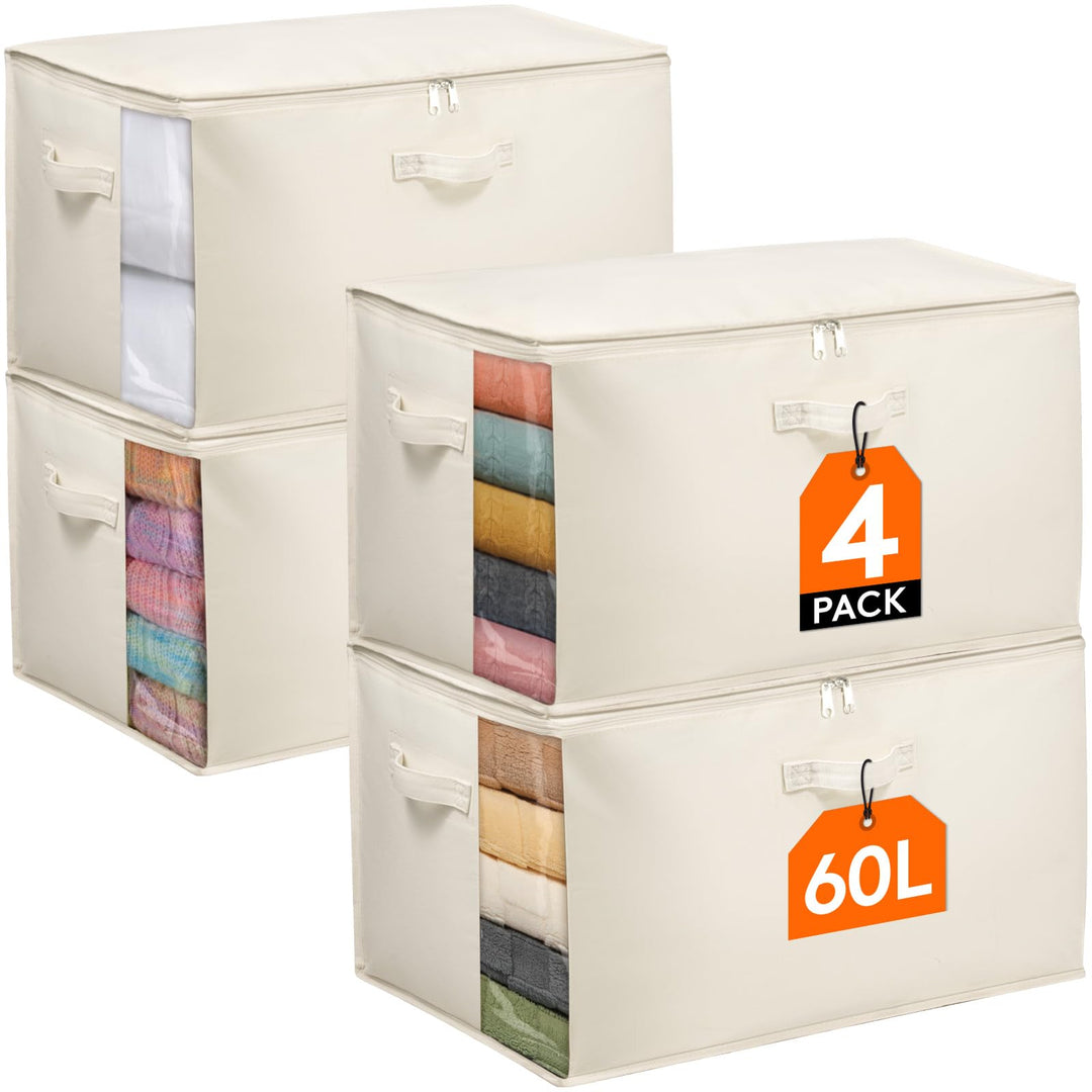 Lifewit 60L Bettdecken Aufbewahrungstasche mit Griffen, Aufbewahrungsbox mit Deckel, Kleideraufbewah