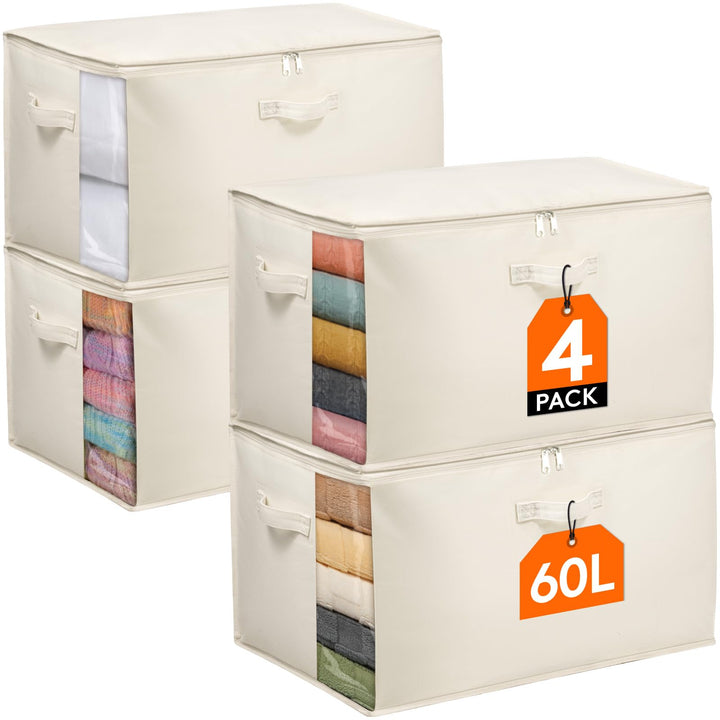 Lifewit 60L Bettdecken Aufbewahrungstasche mit Griffen, Aufbewahrungsbox mit Deckel, Kleideraufbewah