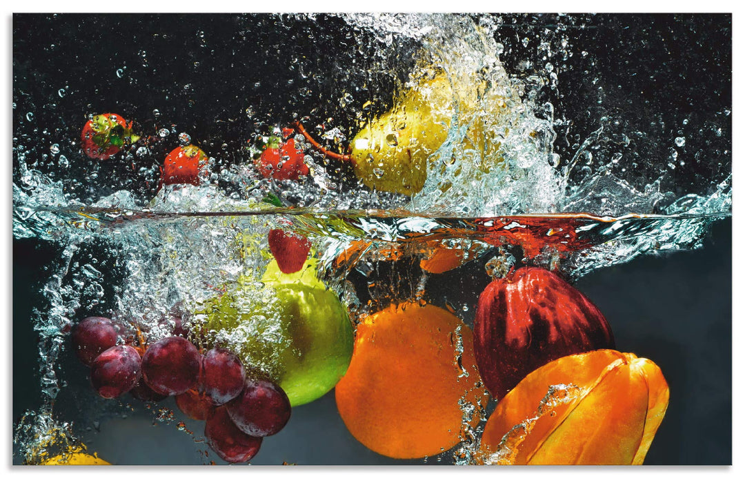 ARTland Spritzschutz Küche aus Alu für Herd Spüle 80x50 cm (BxH) Küchenrückwand mit Motiv Essen Obst