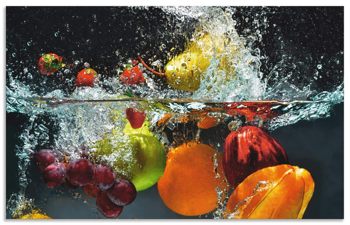 ARTland Spritzschutz Küche aus Alu für Herd Spüle 80x50 cm (BxH) Küchenrückwand mit Motiv Essen Obst