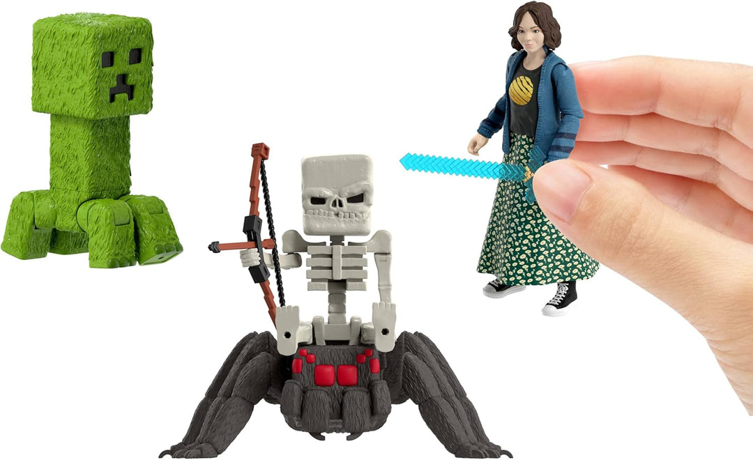 Mattel Minecraft Geschichtenset mit 4 Actionfiguren und 3 Zubehörteilen, Begegnungen in der Oberwelt