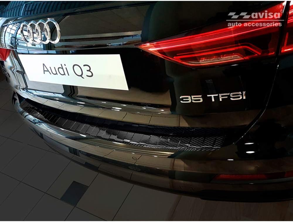Avisa Echtes 3D Karbon Heckstossstangenschutz kompatibel mit Audi Q3 II 2019- inkl. S-Line 'Ribs'