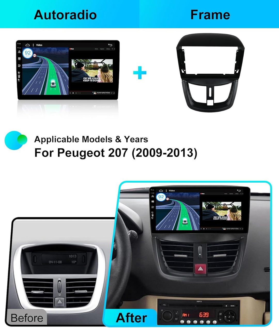 JOYX Android 13 Autoradio Passt für Peugeot 207 (2006-2015) - [2G+32G] - Eingebaut DSP/Carplay/Andro