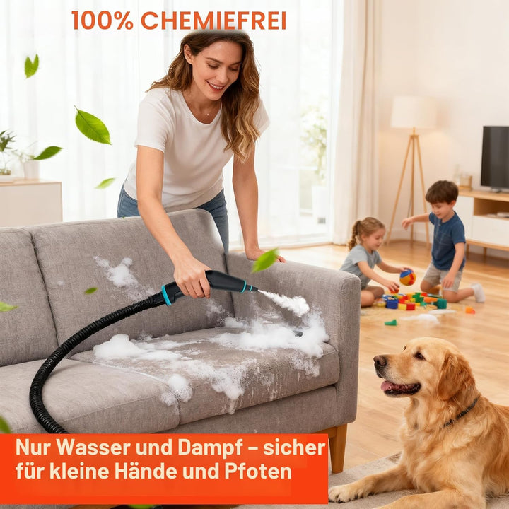 Dampfreiniger Handgerät, 6-Gang Steam Cleaner mit Grossem Tank & 10 Zubehör, 10s Schnellheizungs Han