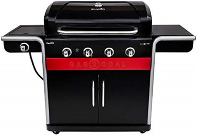 Char-Broil Gas2Coal 440 Hybrid Grill - 4 - Brenner Gas & Kohlegrill mit Seitenbrenner, Schwarz & 140