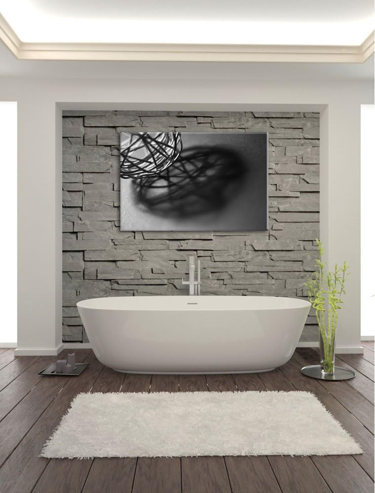 Pixxprint Schatten eines Heuballs auf Leinwand, XXL riesige Bilder fertig gerahmt mit Keilrahmen, Ku