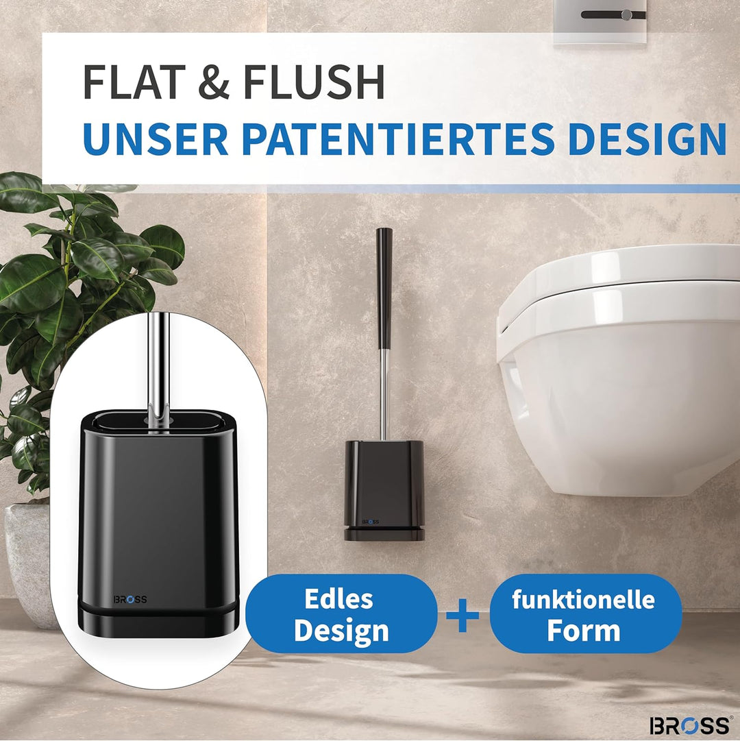 BROSS® Klobürste Silikon - Patentierte Toilettenbürste - Klobürste Schwarz - WC Bürste & Klobürstenh