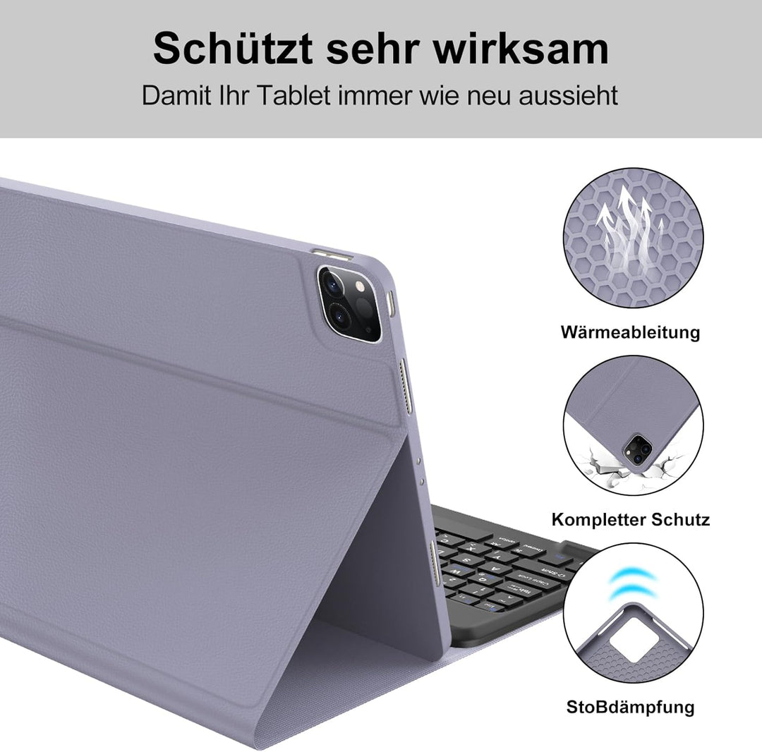 Für iPad Pro 12,9 Hülle mit Tastatur, für iPad Pro 12,9" 3-6. Gen (2018-2022) Modelle (A1980/A2435 u