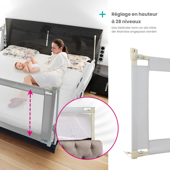Primabobo Bettgitter Set 3 Stück Bär – 2X 200 cm + 1x 140 cm – Rausfallschutz Kinderbett, Bettgitter