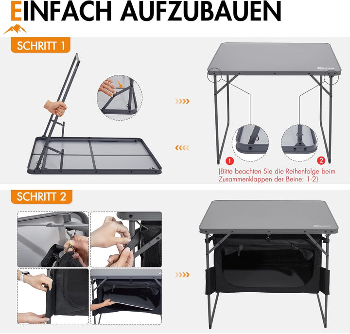 Portal Campingtisch Faltbar mit Stauraum Klapptisch klappbar Esstisch Mini Gartentisch Ultraleicht f