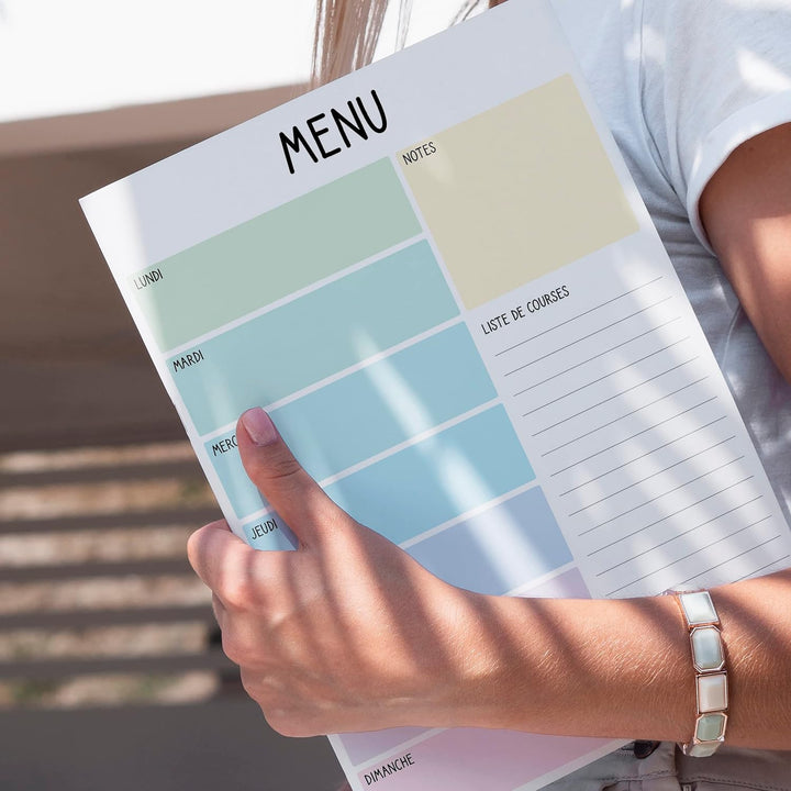 Planificateur de Repas Hebdomadaire et Liste de Courses - Planificateur de Nourriture 52 feuilles po