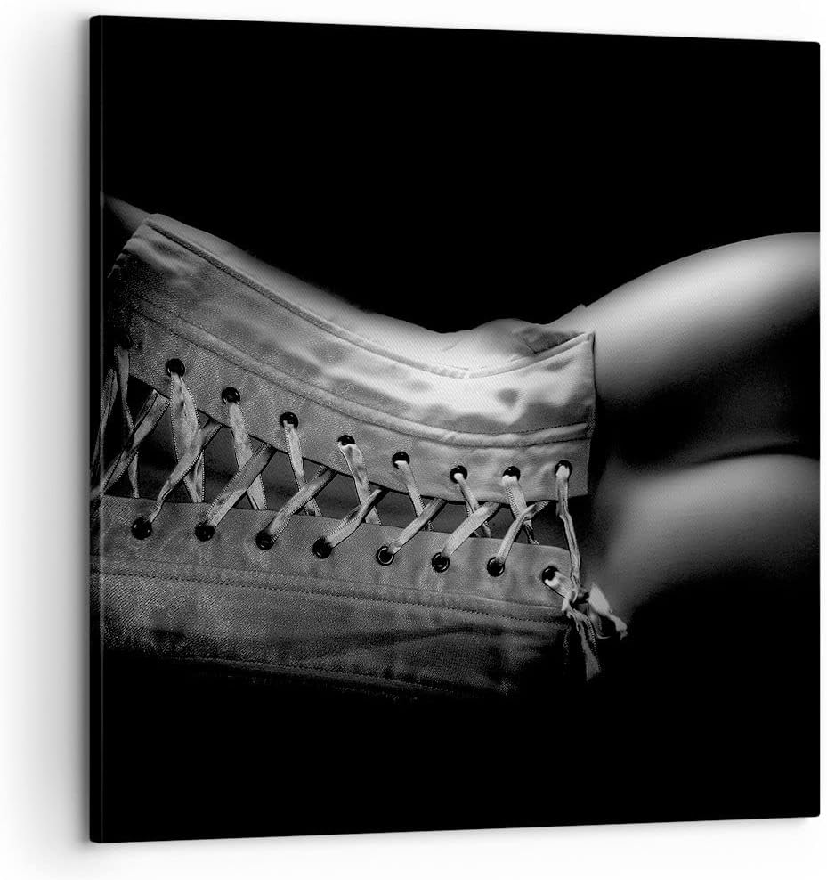 Bilder auf Leinwand Weiblicher Körper Leder Korsett Frau Leinwandbild 60x60cm Wandbilder Dekoration