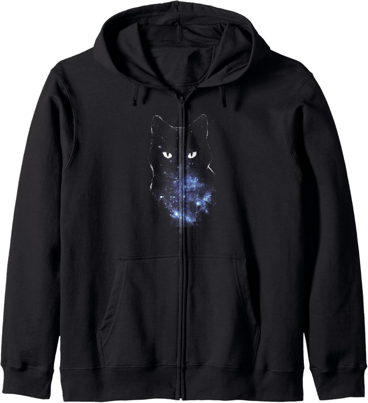 Weltraum Galaxie Schwarze Katze Kapuzenjacke