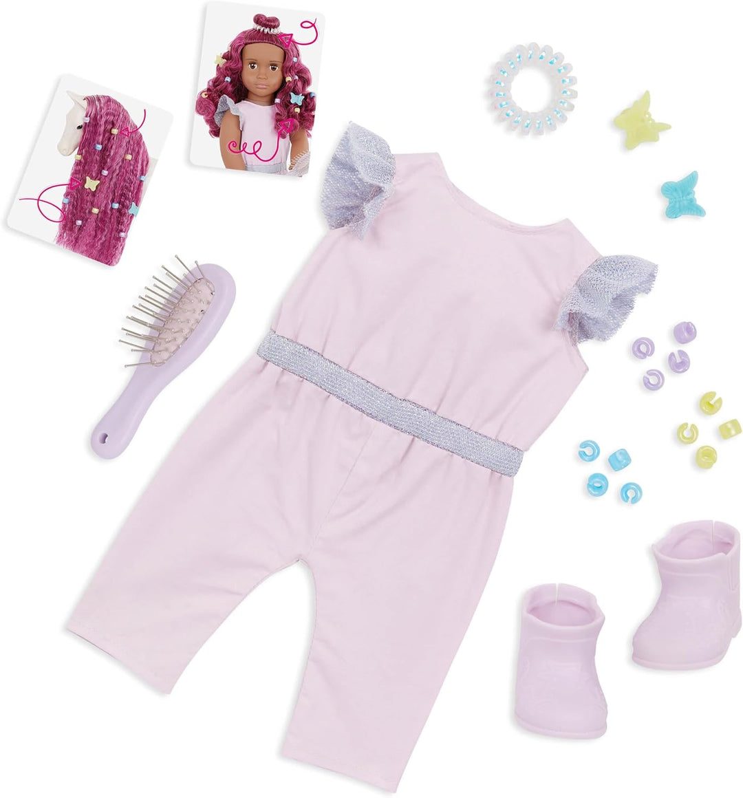 Our Generation - Estra & Delta - 46 cm-Puppe & Pferdefohlen-Set - Passend zu Fuchsia Haar - Zubehör