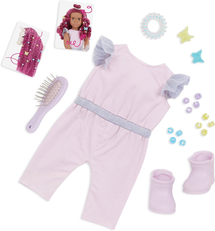 Our Generation - Estra & Delta - 46 cm-Puppe & Pferdefohlen-Set - Passend zu Fuchsia Haar - Zubehör