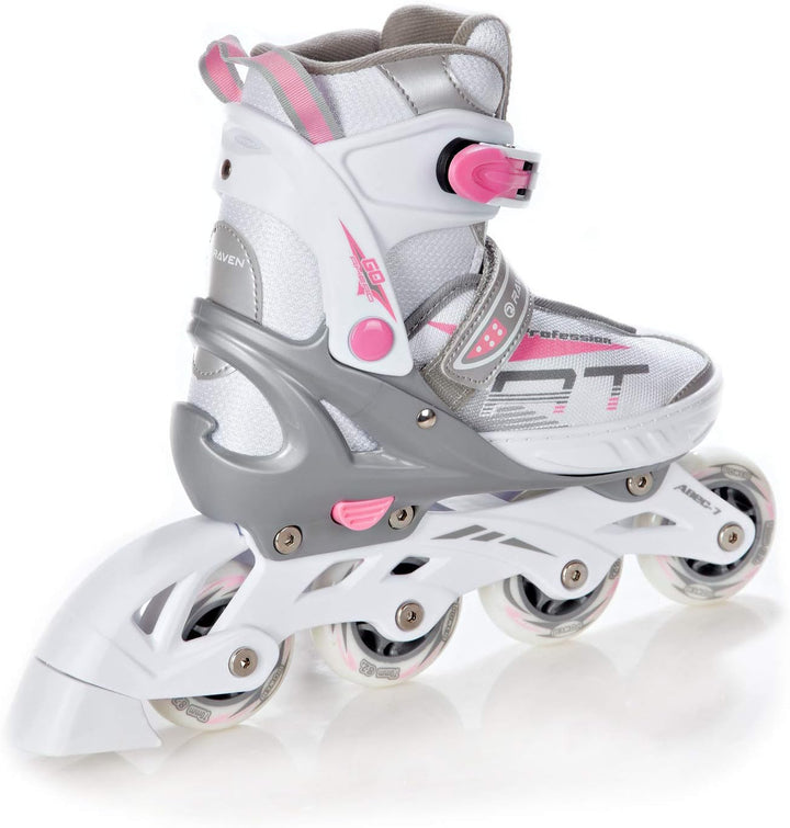RAVEN Profession Inlineskates 28-32 (18,5-21cm) White/Pink ohne Kufen, 28-32 (18,5-21cm) White/Pink